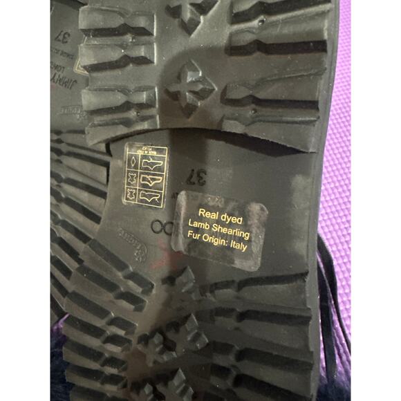 Jimmy Choo Leather Boots Sz 7 Lamb Shearling Fur Pom Pom Made in Italy NEW shoes - Picture 7 of 12